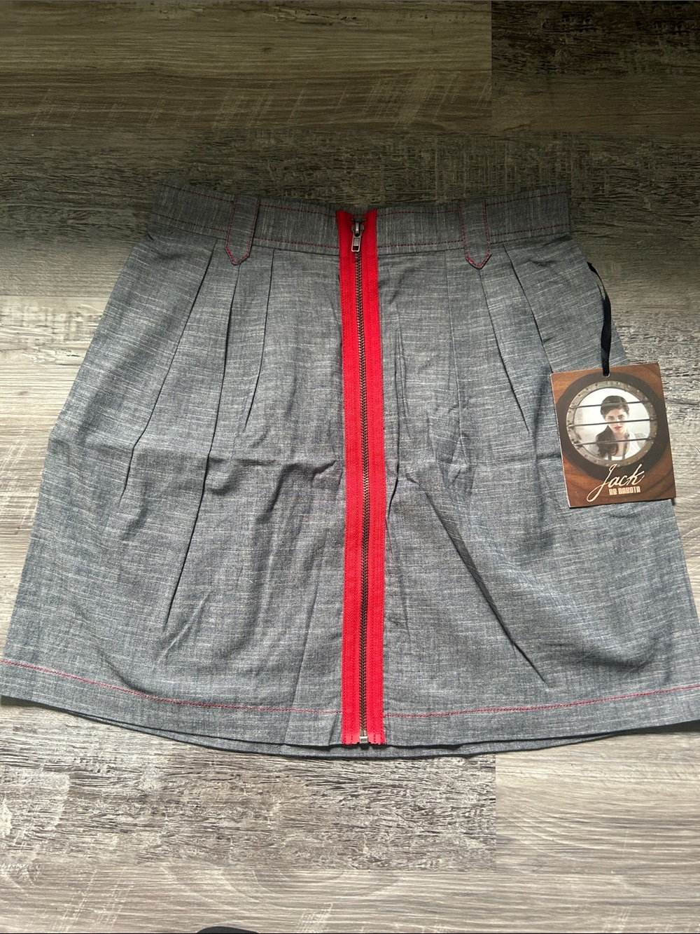 Jack by BB Dakota Gray Mini Skirt with Red Center Zip